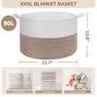 INDRESSME XXXLarge Cotton Rope Basket 21.7