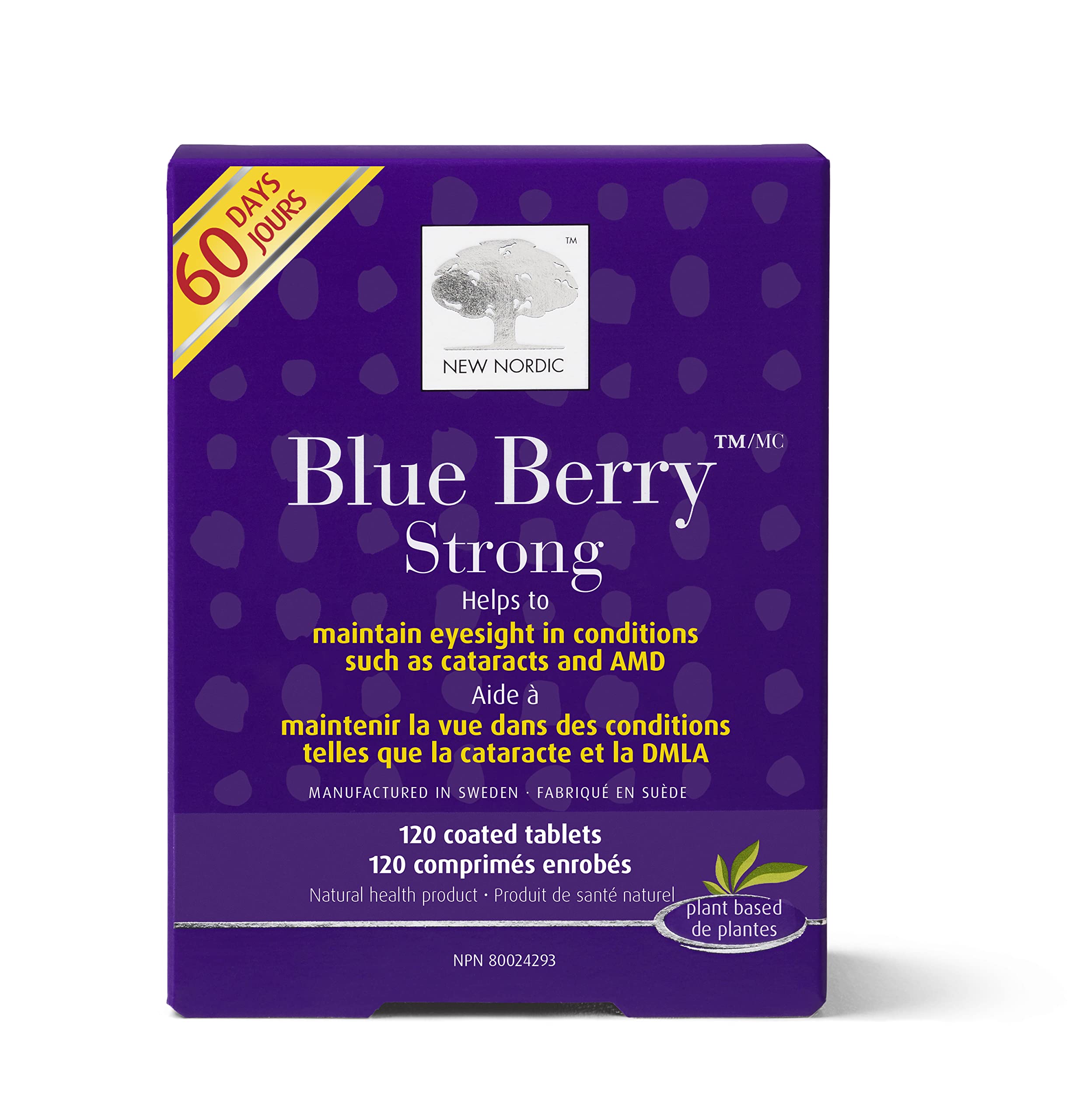 New Nordic Blue Berry Strong 120 Coated Tablets, 60-Day Supply, Vegan Eye Support Supplement with Bilberry & Lutein for Clear Vision & Macular Health 🍁 All In One Marketplace Canada