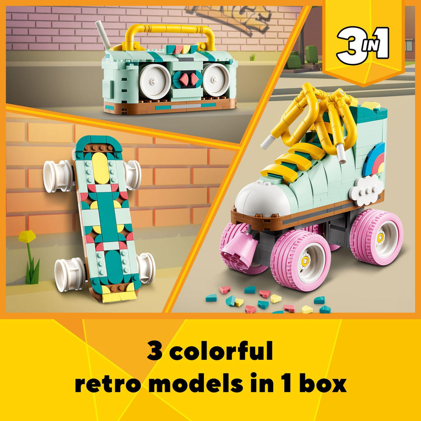 LEGO Creator 3 in 1 Retro Roller Skate Building Kit, Transforms from Roller Skate Toy to Mini Skateboard to Boom Box Radio, Birthday Gift for Skaters, Cool Toy for Boys and Girls Ages 8 and Up, 31148 🍁 All In One Marketplace Canada