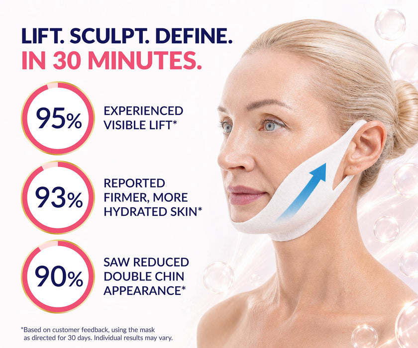 Stylia V Line Lifting Collagen Face Mask - Lift, Firm & Contour Jawline - Double Chin Strap with Hyaluronic Acid & Aloe Vera - Hydrating Neck & Face Tightening Mask - Chin Strap for Sleeping 10PC 🍁 All In One Marketplace Canada