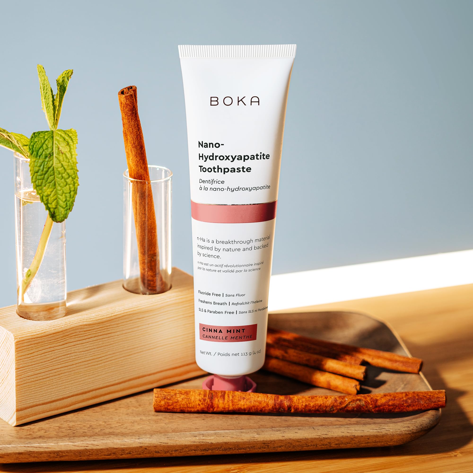 Boka Fluoride Free Toothpaste, Nano Hydroxyapatite Toothpaste, Appropriate for Sensitive Teeth - for Adult Oral Care - Cinnamon Mint Flavor, 4 Fl Oz (113g) 1Pk 🍁 All In One Marketplace Canada