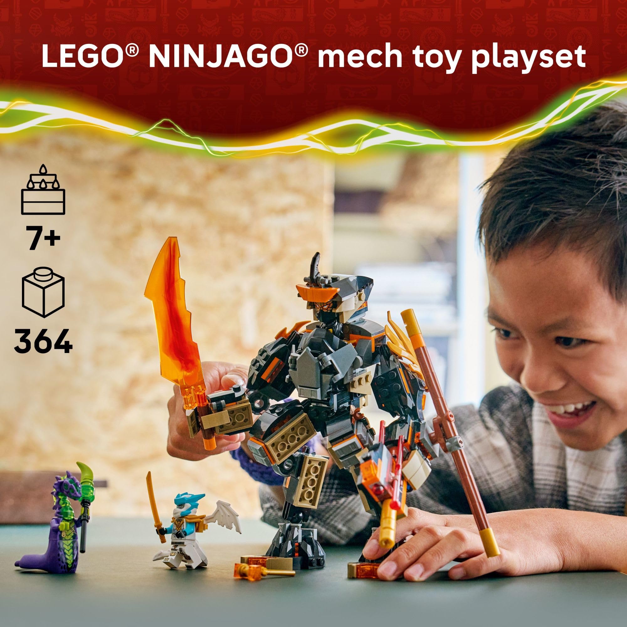 LEGO NINJAGO Cole’s Mission Mech & Dragon Zane Building Toy for Boys, Girls & Kids, Ages 7+ - Poseable Mech W/Cole, Acid Monster, & Zane Minifigures for Pretend Play - Gift Idea for Birthdays - 71854 🍁 All In One Marketplace Canada
