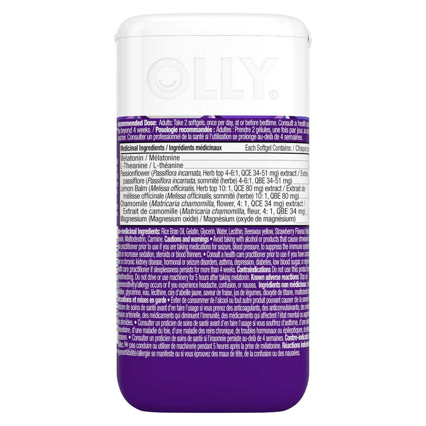 OLLY Ultra Strength Sleep Softgels, 10mg Melatonin, L-Theanine, Chamomile, Magnesium, Lemon Balm, Sleep Nighttime Sleep Aid 60 count 🍁 All In One Marketplace Canada