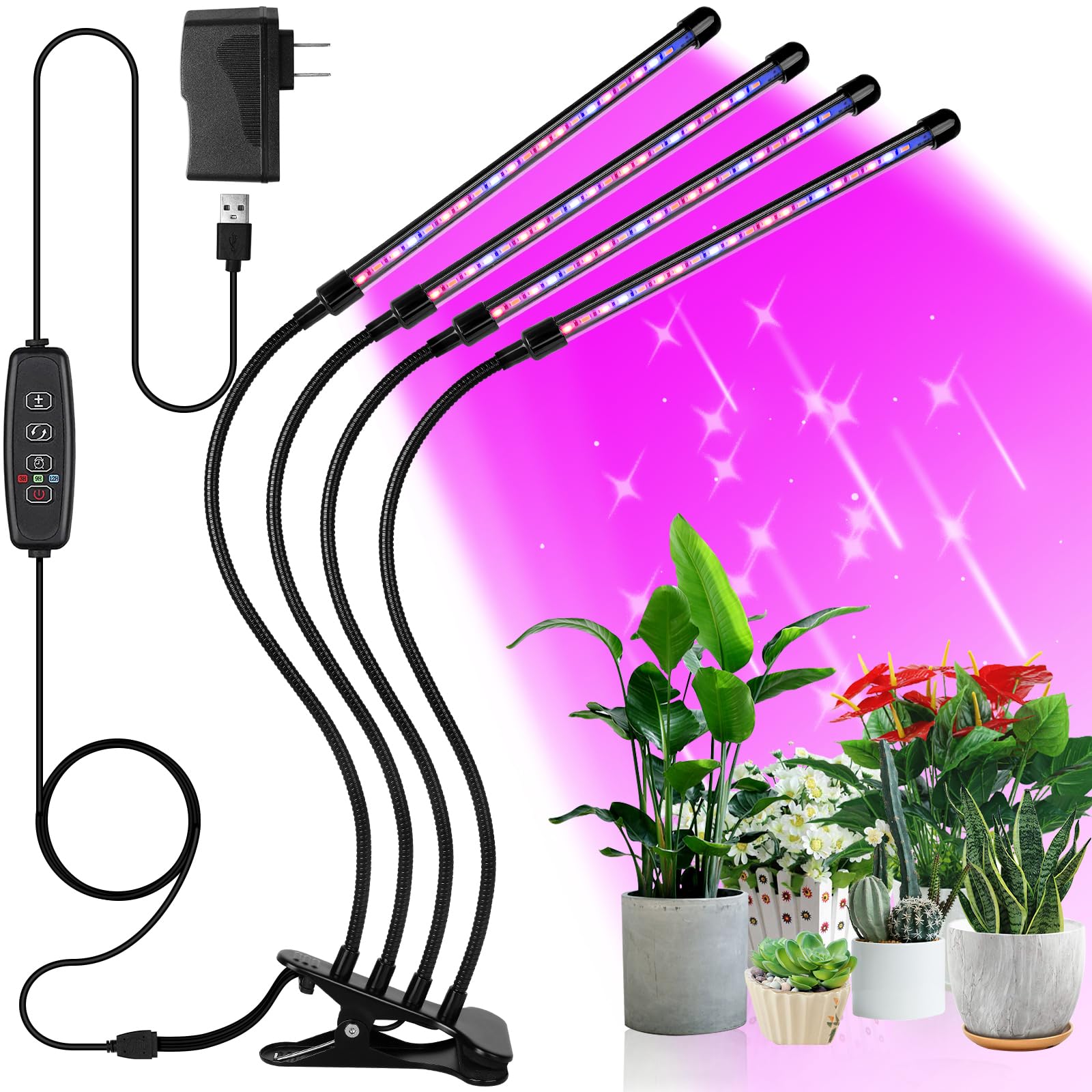 Sondiko LED Grow Light, Full Spectrum Plant Lights for Indoor Plants with Auto On Off 3/9/12H Timer, 10 Dimmable Levels, Adjustable Gooseneck, 3 Switch Modes 🍁 All In One Marketplace Canada
