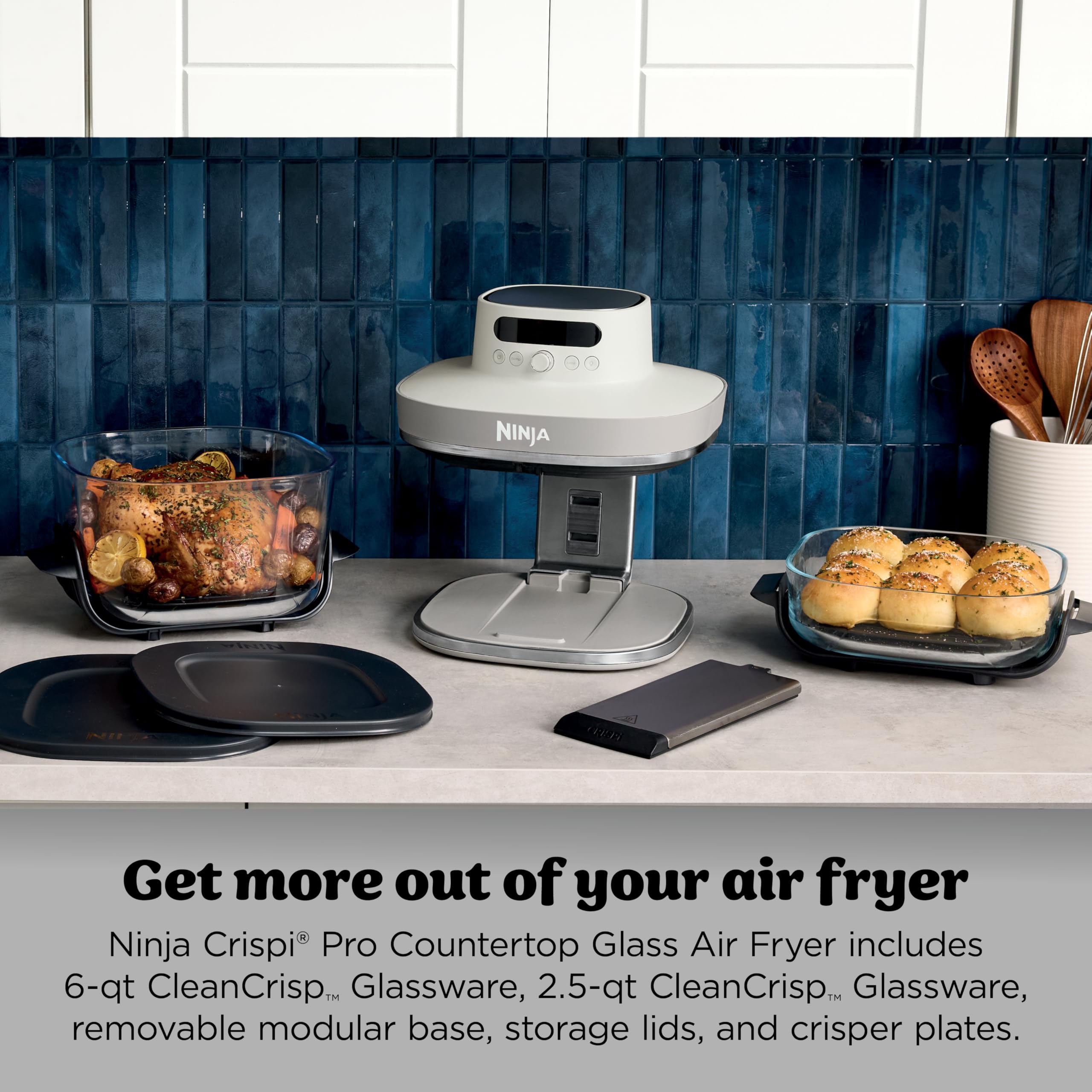 Ninja Crispi Pro 6-in-1 Glass Air Fryer | 6qt & 2.5qt Glass Containers with Storage Lids | Non-Toxic | Meal Prep, Microwave, Freezer & Dishwasher Safe | Air Fry, Bake & More | Bone | AS101CLG 🍁 All In One Marketplace Canada