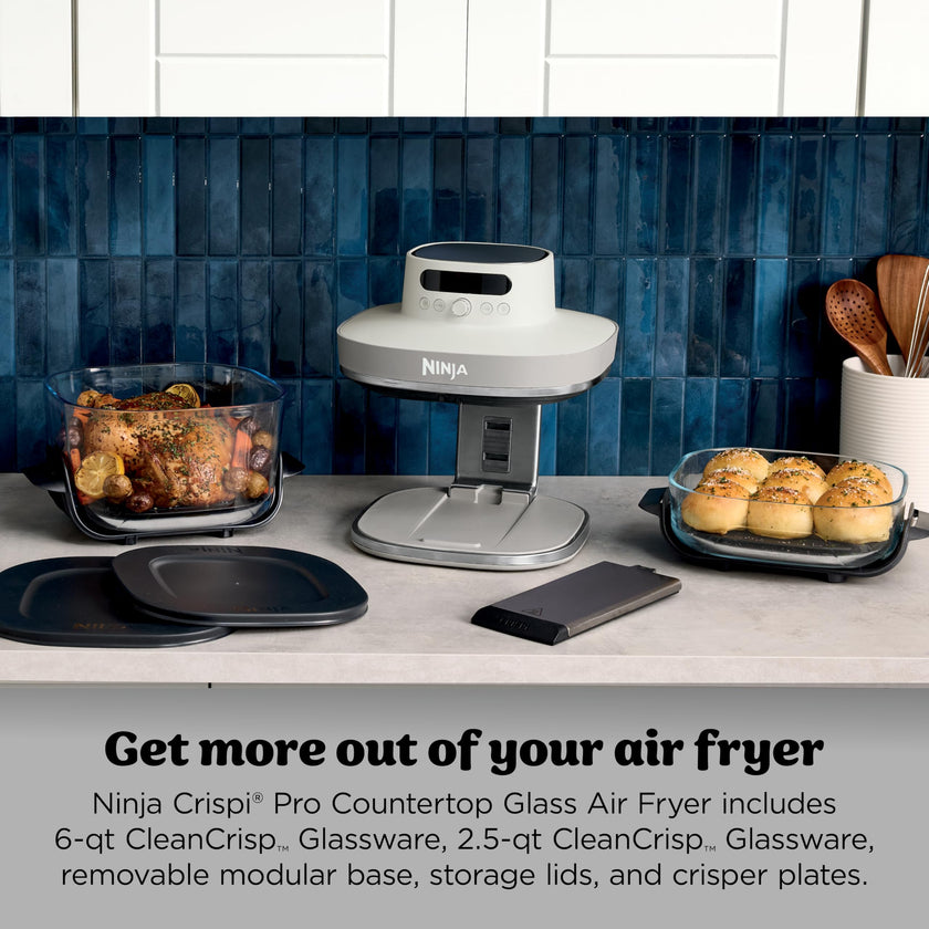 Ninja Crispi Pro 6-in-1 Glass Air Fryer | 6qt & 2.5qt Glass Containers with Storage Lids | Non-Toxic | Meal Prep, Microwave, Freezer & Dishwasher Safe | Air Fry, Bake & More | Bone | AS101CLG 🍁 All In One Marketplace Canada