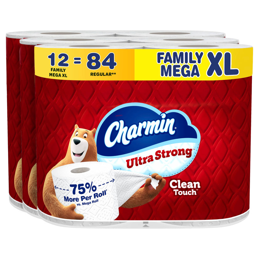 Charmin Toilet Paper Ultra Strong Clean Touch, 12 Family Mega XL Rolls = 84 Regular Rolls 🍁 All In One Marketplace Canada