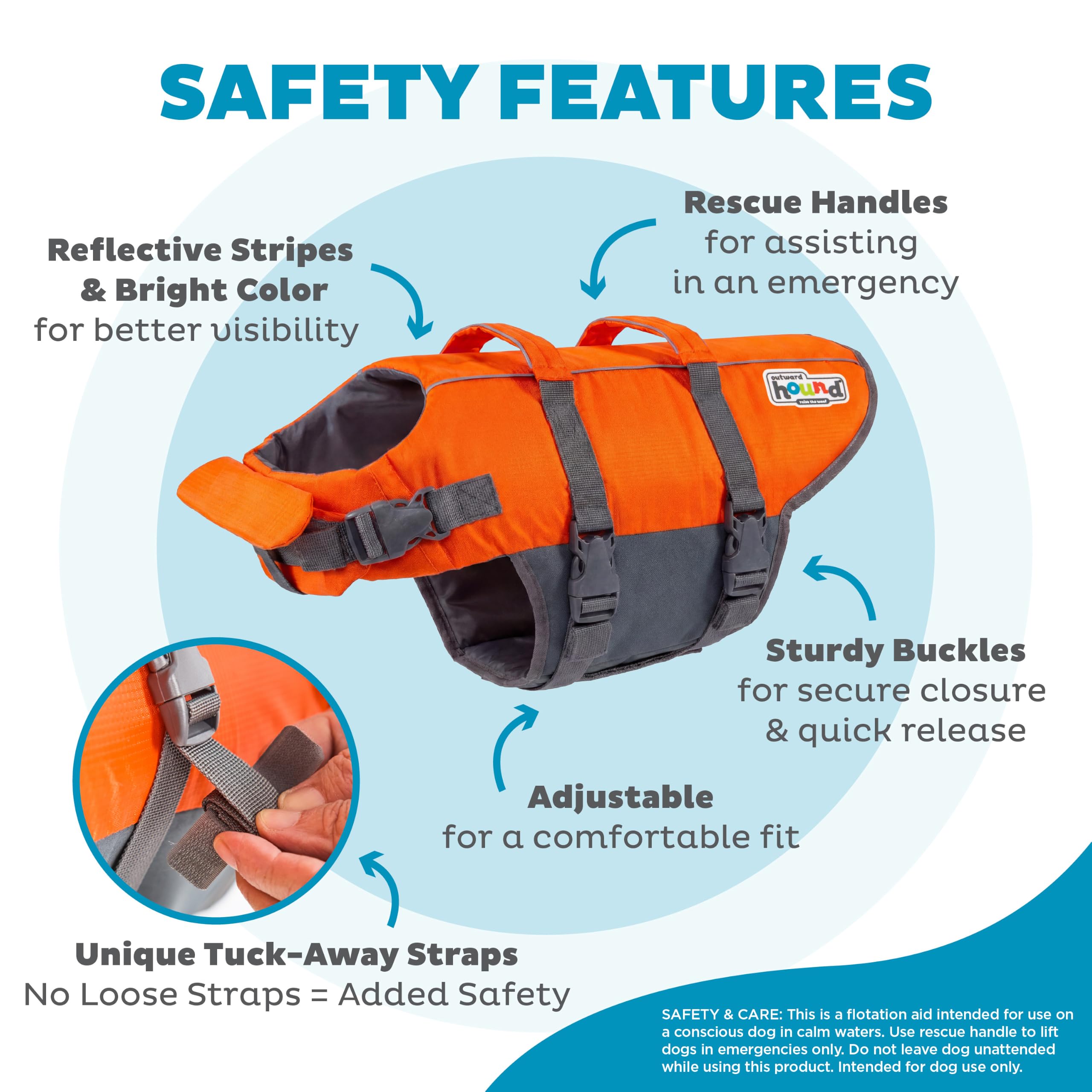 Outward Hound Granby Splash Dog Life Jacket with Handle, Reflective Floating Vest for Swimming & Boating, Maximum Buoyancy, All Skill Levels, Extra-Large Dogs (33–44
