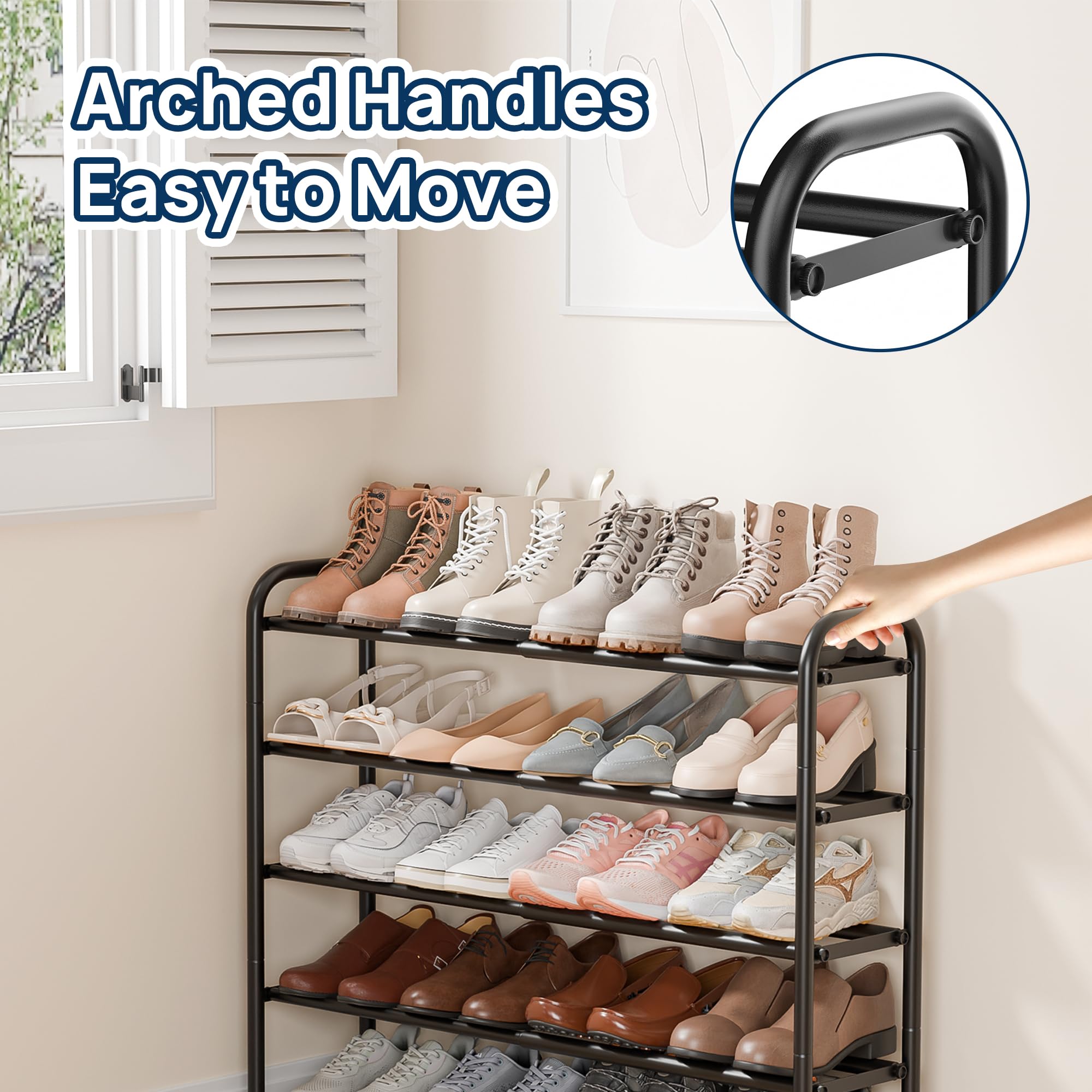 ENJOYBASICS Expandable Metal Shoe Racks for Closet, 4 Tier Adjustable Shoe Organizer Shelf, Black Free Standing Rack Storage for Entryway 🍁 All In One Marketplace Canada