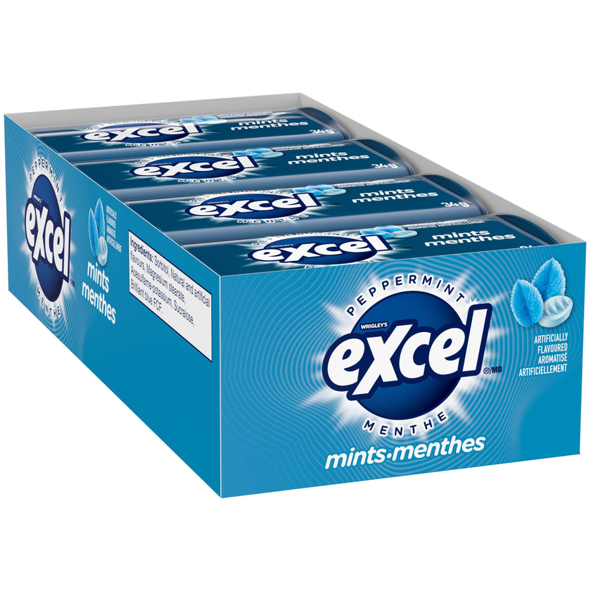 EXCEL, Peppermint Flavoured Mints, 34g, Tin, 8 Packs 🍁 All In One Marketplace Canada