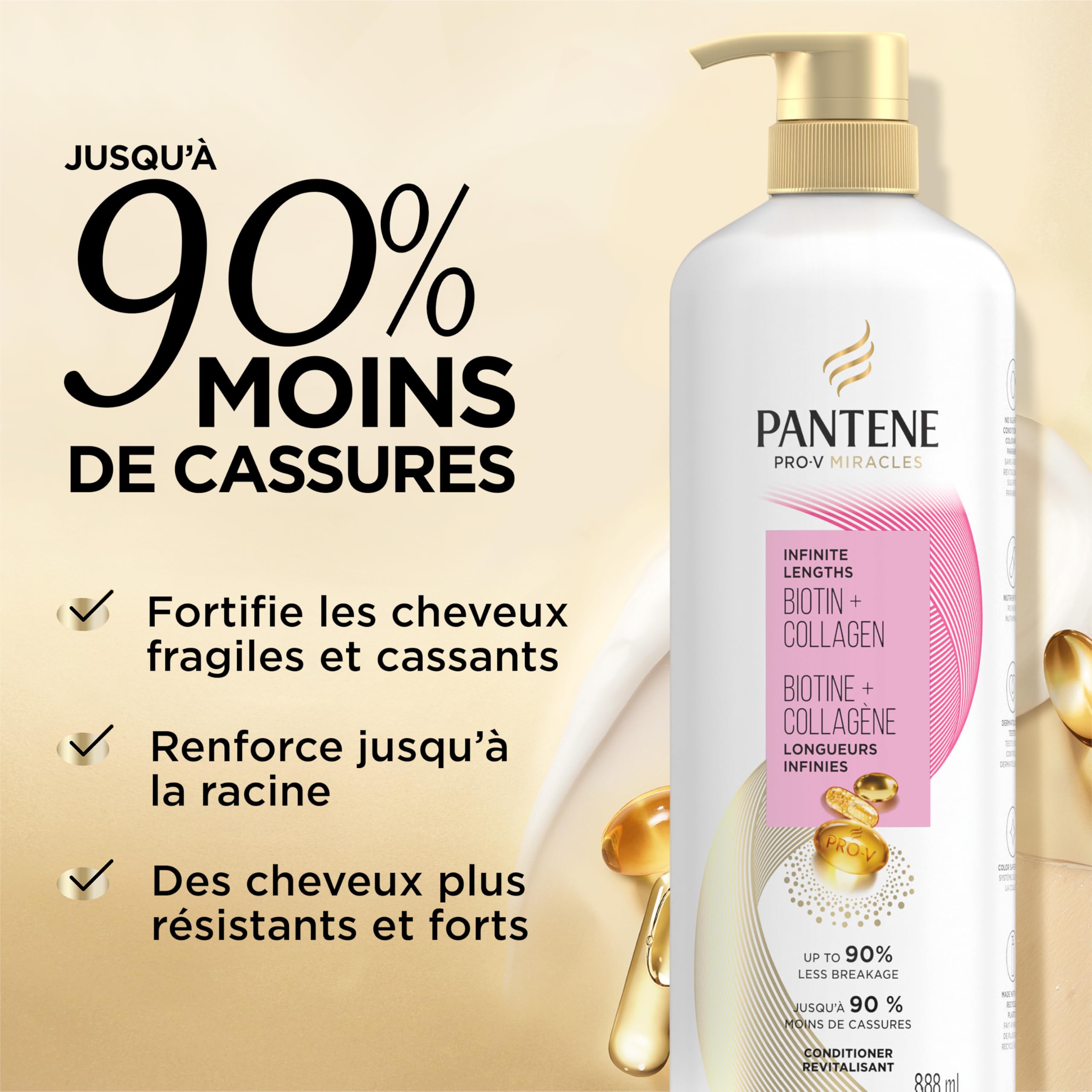 Pantene Pro-V Miracles Infinite Lengths Biotin + Collagen 1 Minute Miracle Conditioner, 888 mL 🍁 All In One Marketplace Canada