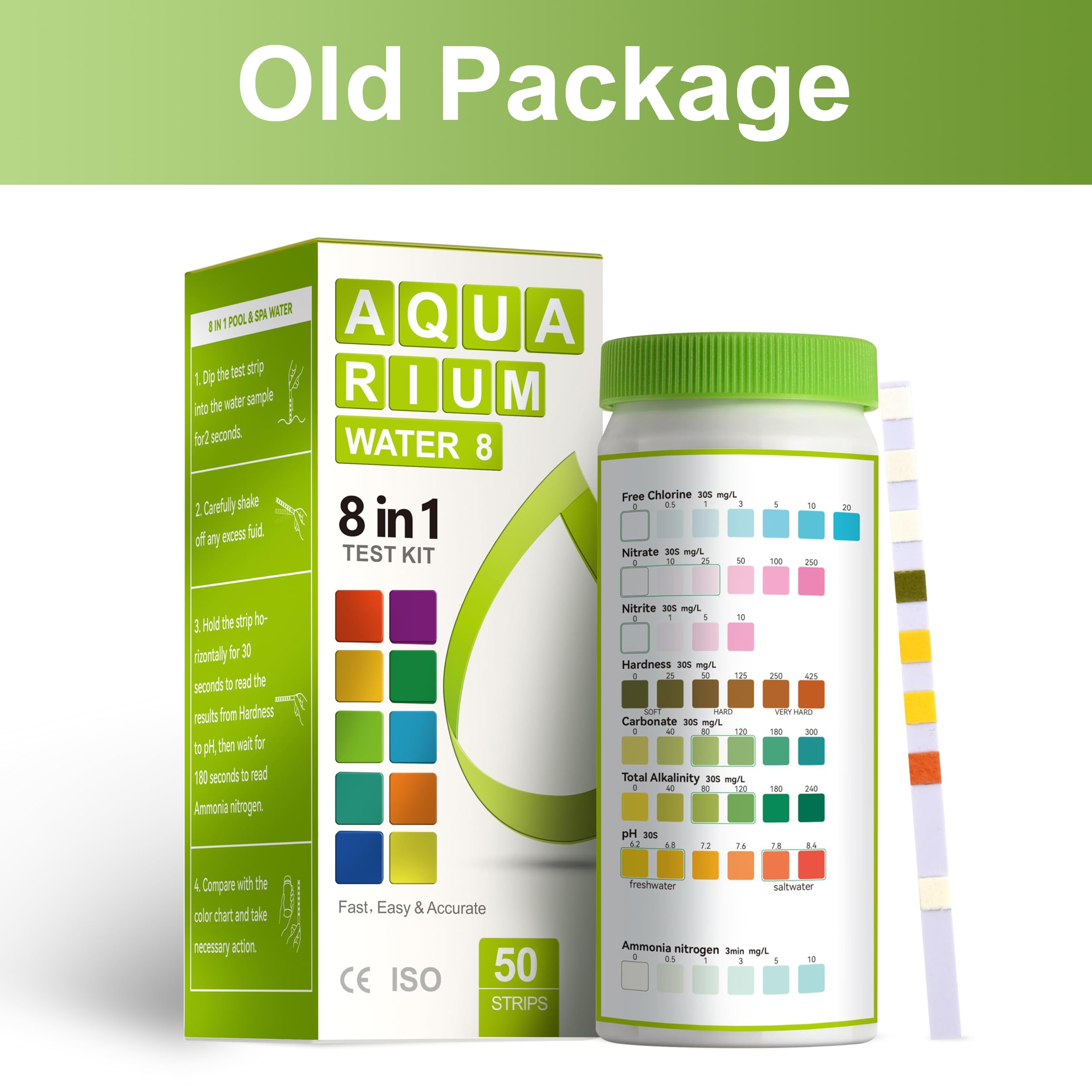 AAwipes Aquarium Ammonia Test Strips 8-in-1 | 50 Strips | Quick & Accurate Water Testing for Freshwater & Saltwater Tanks -Test pH, Carbonate, Alkalinity, Hardness, Chlorine, Nitrite, etc. (K02-50) 🍁 All In One Marketplace Canada