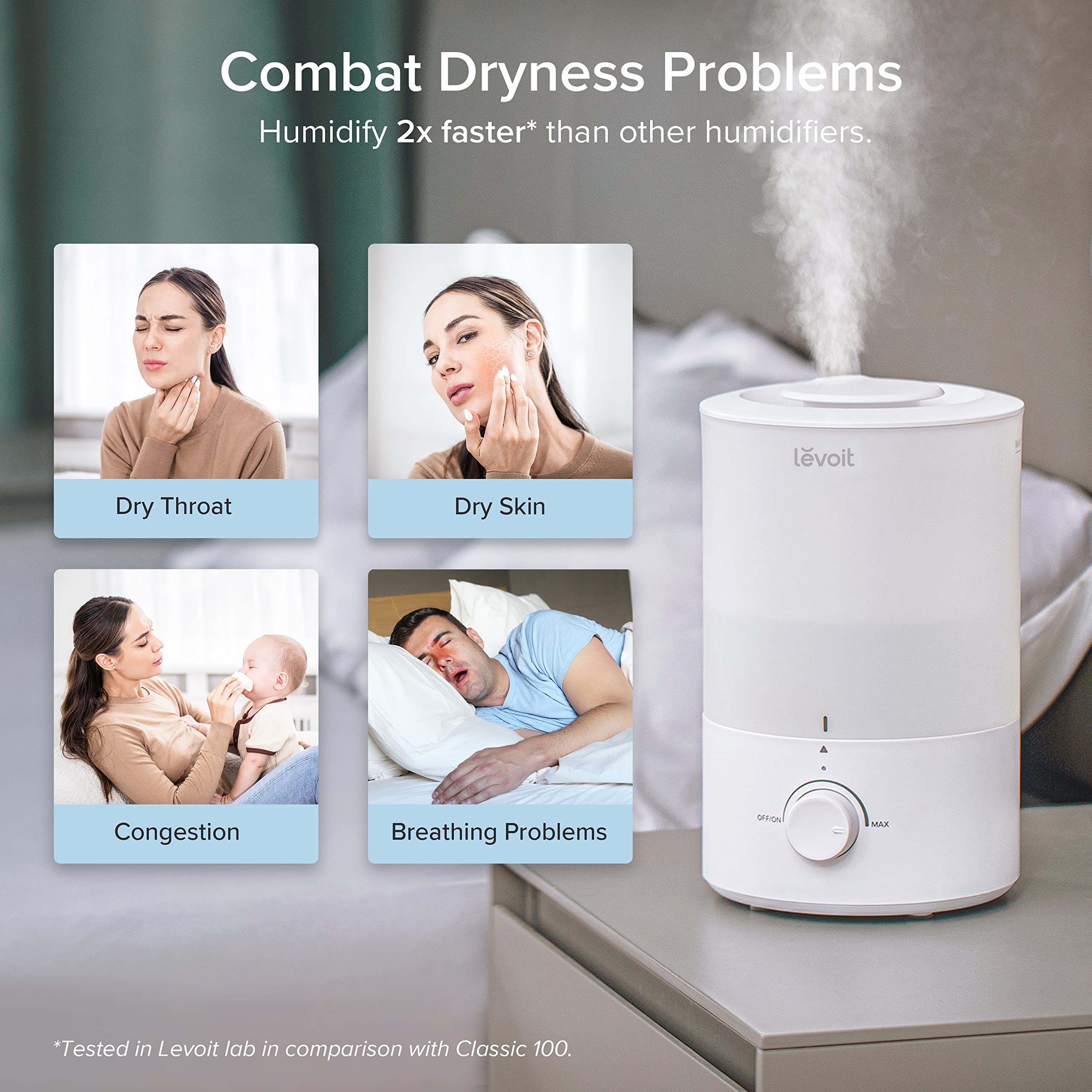 Levoit Humidifiers for Bedroom Large Room, 3L Top Fill, Oil Diffuser, White 🍁 All In One Marketplace Canada