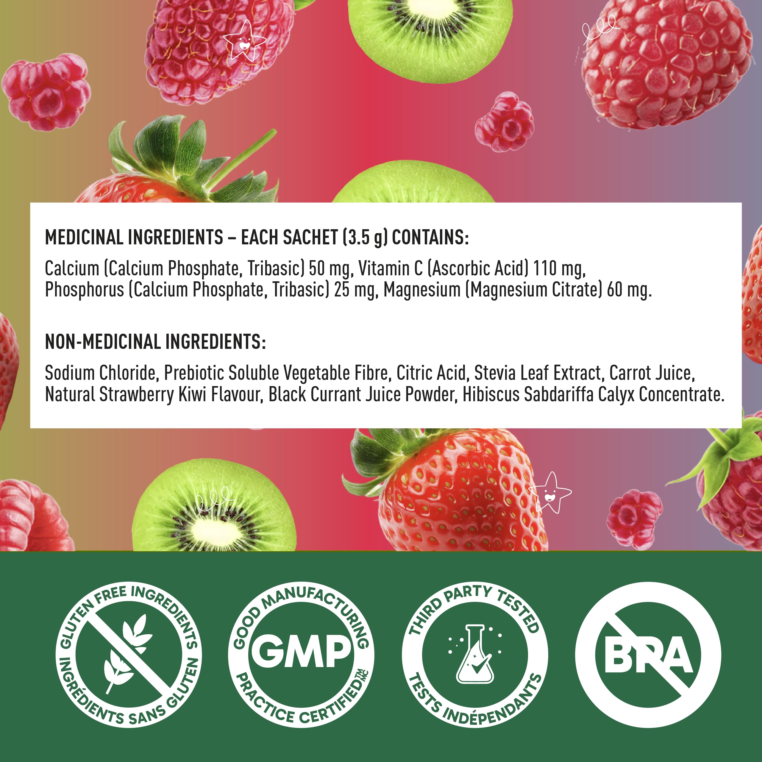 Organika Kids Electrolytes Powder Sticks - Sugar-Free Hydration + Immune support with 100% of daily Vitamin C, Minerals and Prebiotic Fibre | Strawberry Kiwi Flavour - 3.5g x 20 sachets 🍁 All In One Marketplace Canada