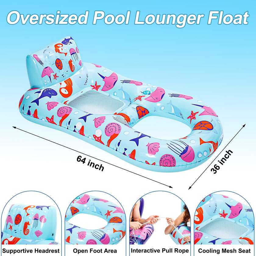 PuppyuWill 2 Pack Pool Floaties for Adults, Inflatable Pool Lounger Float Heavy Duty with Cup Holder, Backrest & Footrest Pool Lounge Float Extra Large Pool Rafts for Adults Beach Lake Party 🍁 All In One Marketplace Canada