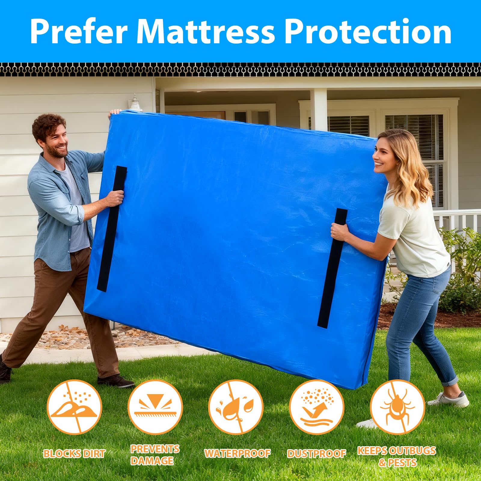 Mattress Bag for Moving,Extra Thick Mattress Cover Queen Mattress Storage Bag with 8 Strong Handles & Zipper,Heavy Duty Mattress Bags,Waterproof Mattress Protector - Moving Supplies(208.3*160*38CM) 🍁 All In One Marketplace Canada