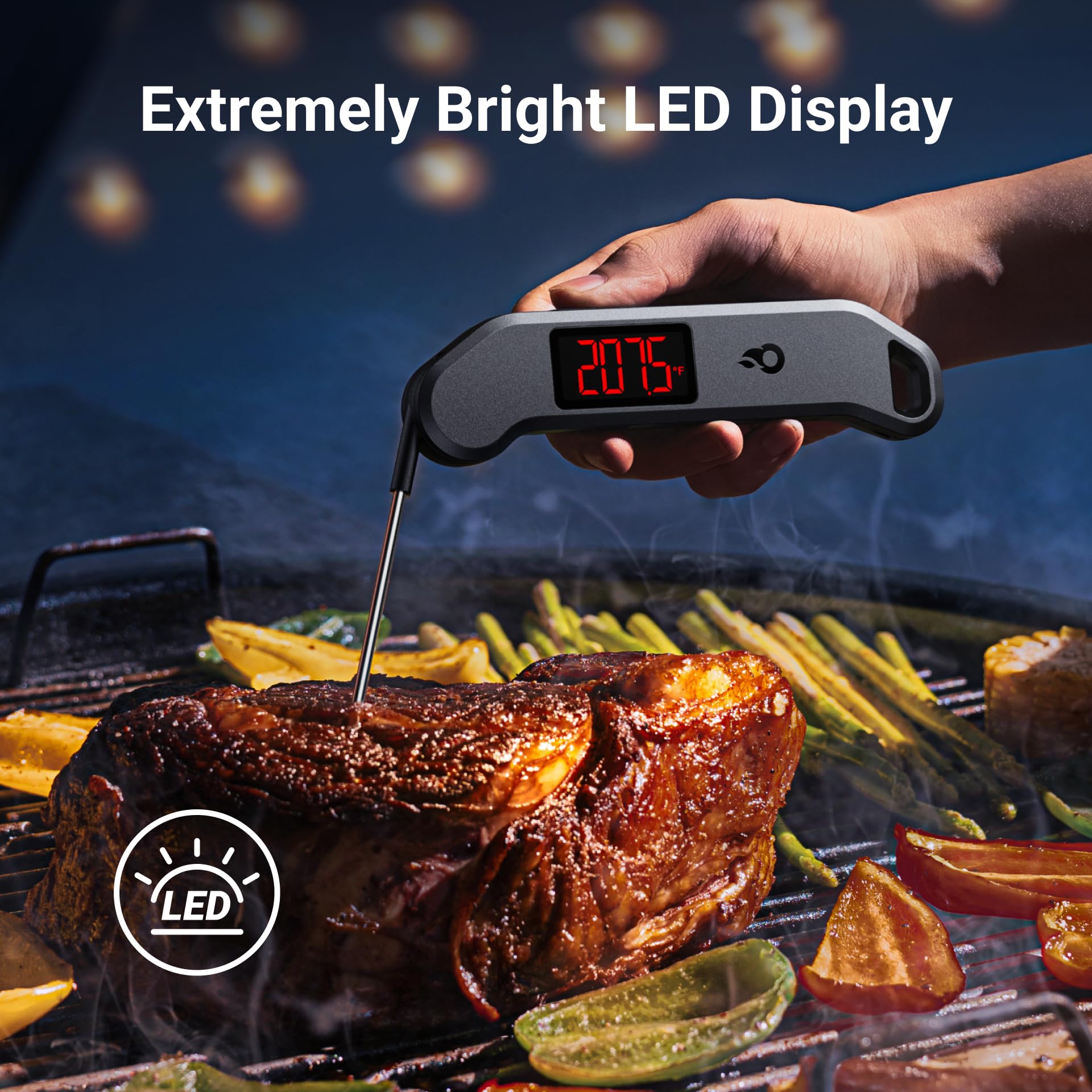 Professional Digital Meat Thermometer, 1 Sec Instant Read, ±0.5℉ Accuracy NIST&NSF Certified Food Thermometer, Auto-Rotate Bright LED Screen, Highly Waterproof Cooking Thermometer for Grill BBQ, Black 🍁 All In One Marketplace Canada
