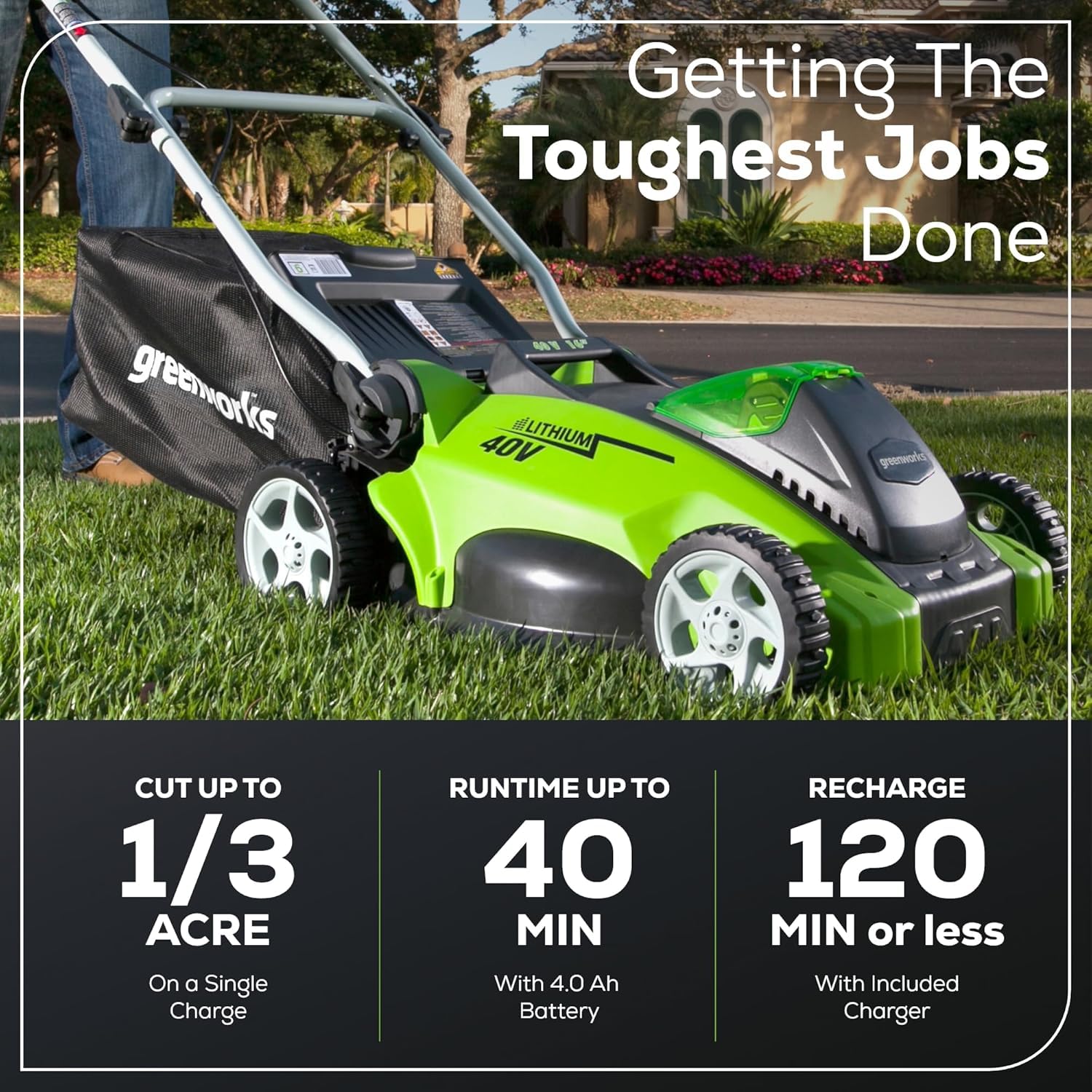 Greenworks 40V 16-inch Cordless Lawn Mower, 4.0 Ah Battery and Charger Included 25242 🍁 All In One Marketplace Canada