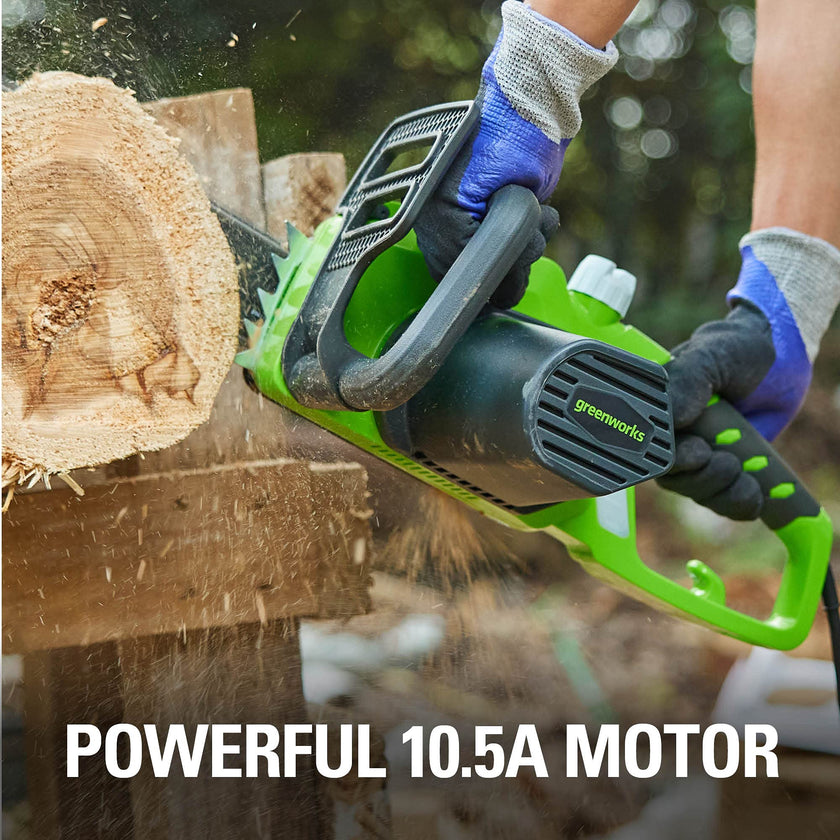 Greenworks 9 Amp 14-Inch Corded Chainsaw with Tool-less Chain Tensioning & Auto Oiling, Electric Handheld Chainsaw for Garden Yard Maintenance Tree Felling Triming, Firewood Cutting Logging Pruning 🍁 All In One Marketplace Canada