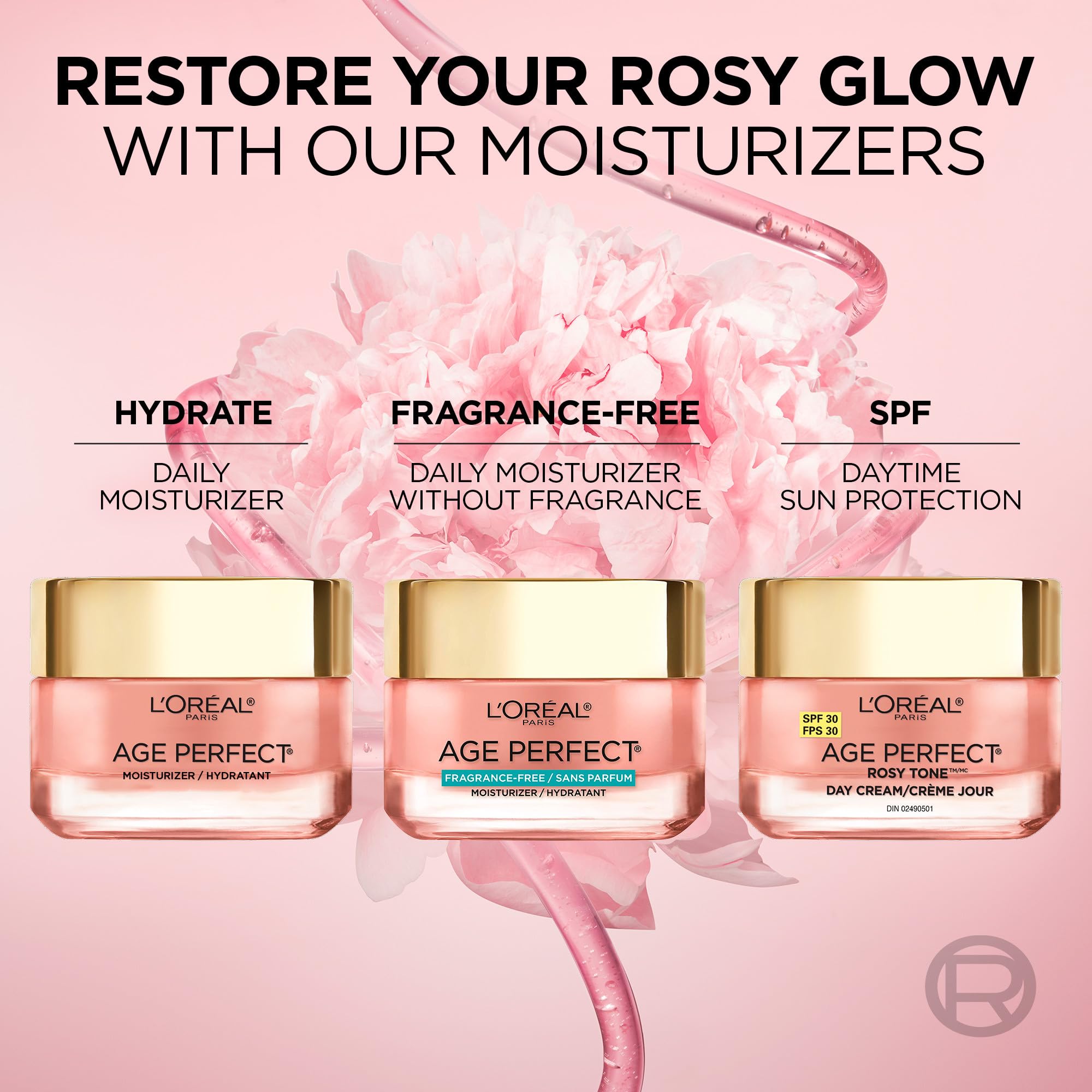 L’Oréal Paris Age Perfect Rosy Tone SPF 30 Moisturizer, with Imperial Peony Extract, For Mature Skin, Skincare, 50 ml 🍁 All In One Marketplace Canada