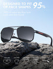 LUENX Aviator Sunglasses for Men Square Polarized Polygon Black Lens Matte Black Frame - UV 400 Protection with Accessories Driving 🍁 All In One Marketplace Canada