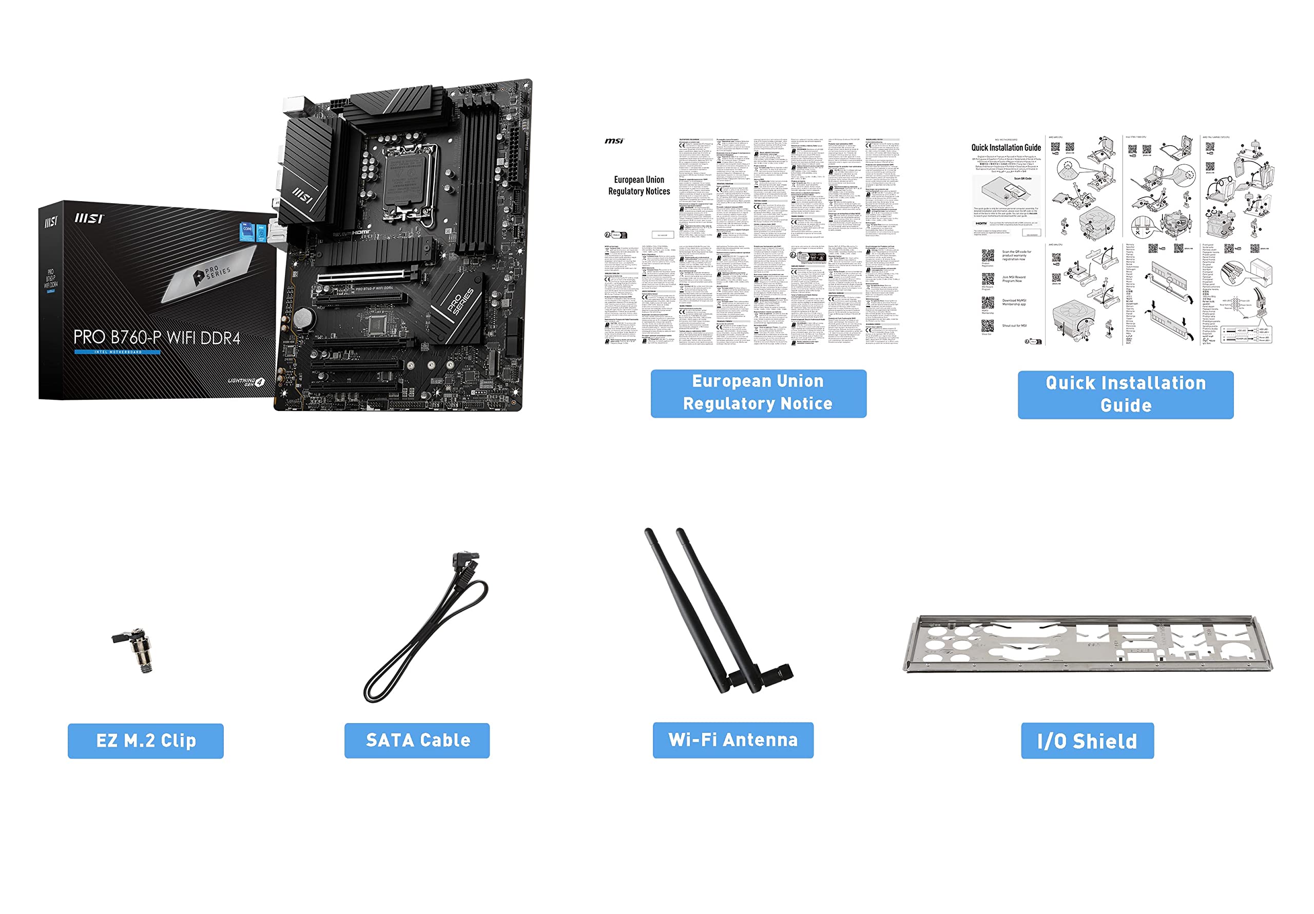 MSI PRO B760-P WiFi DDR4 ProSeries Motherboard (Supports 12th/13th Gen Intel Processors, LGA 1700, DDR4, PCIe 4.0, M.2, 2.5Gbps LAN, USB 3.2 Gen2, Wi-Fi 6E, ATX) 🍁 All In One Marketplace Canada