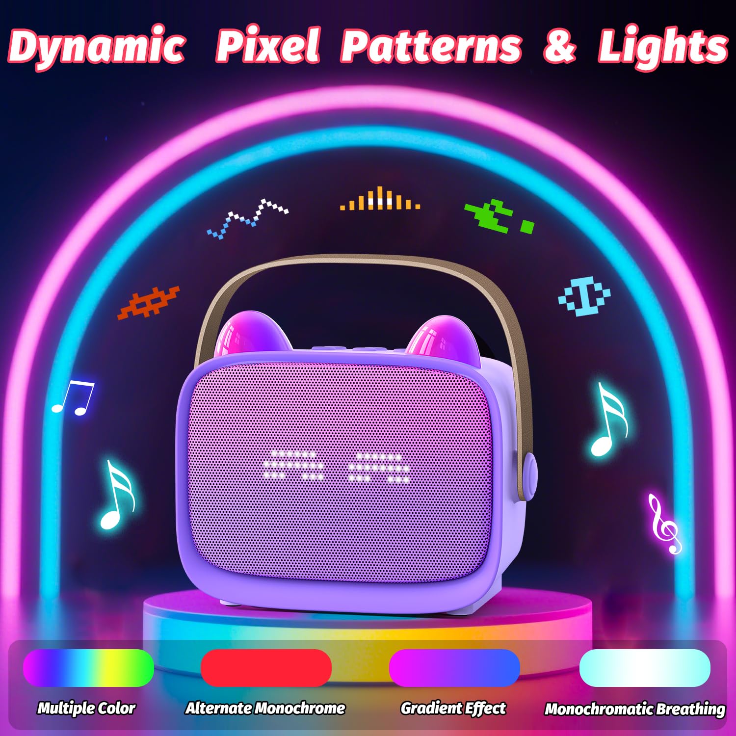Mini Karaoke Machine Toys Gifts, Kids Portable Bluetooth Speaker with 2 Wireless Microphone and LED, Christmas Birthday Gift Idea for Girls Boys 3-12 + Year Old, Noisemaker Toys for Party (Purple) 🍁 All In One Marketplace Canada
