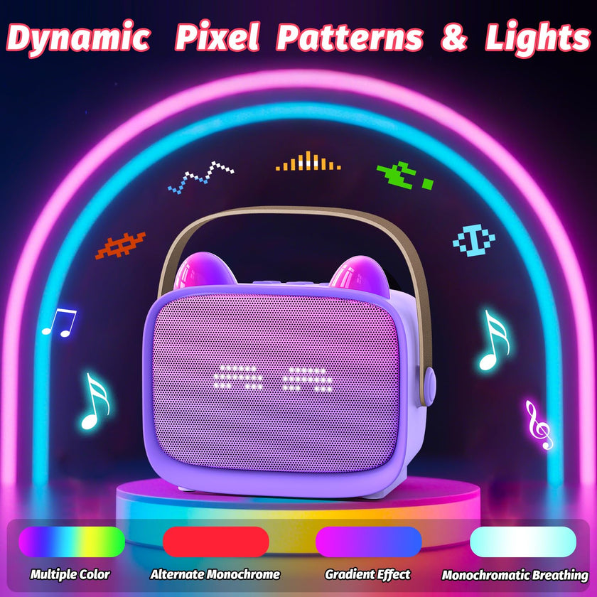Mini Karaoke Machine Toys Gifts, Kids Portable Bluetooth Speaker with 2 Wireless Microphone and LED, Christmas Birthday Gift Idea for Girls Boys 3-12 + Year Old, Noisemaker Toys for Party (Purple) 🍁 All In One Marketplace Canada