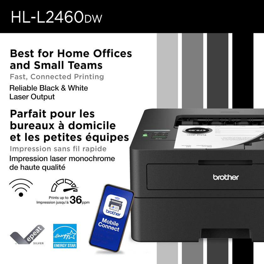 Brother HL-L2460DW Wireless Monochrome Laser Printer for Home Office –Duplex on Ink & Toner with a Refresh Subscription 🍁 All In One Marketplace Canada