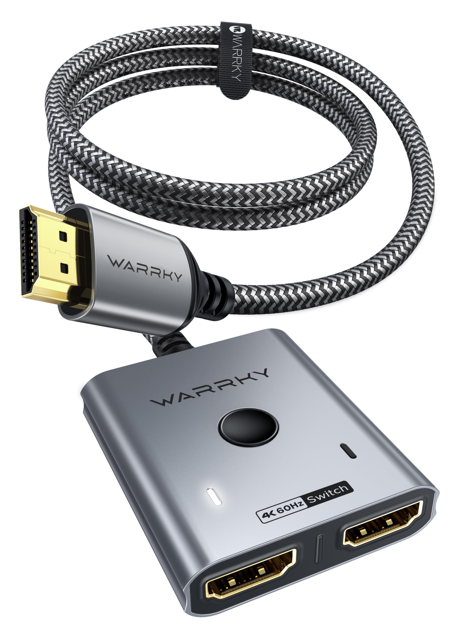 HDMI Switch 4K 60Hz, WARRKY HDMI Switcher 2 in 1 Out [Fixed Braided Cable] 🍁 All In One Marketplace Canada