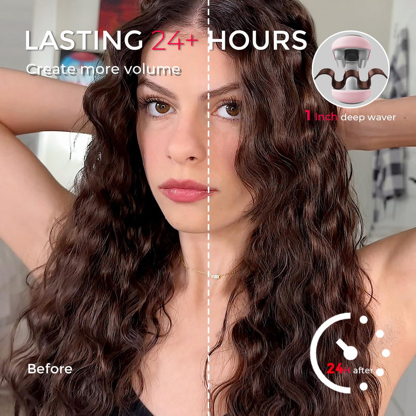 TYMO ROVY Hair Waver Curling Iron, 3-Barrel Ionic Hair Curler with 9 Heat Settings, Beach Waves Crimper for Women, Travel-Friendly, Anti-Scald, Fast Heating, Easy to Use, Pink, 1 inch 🍁 All In One Marketplace Canada