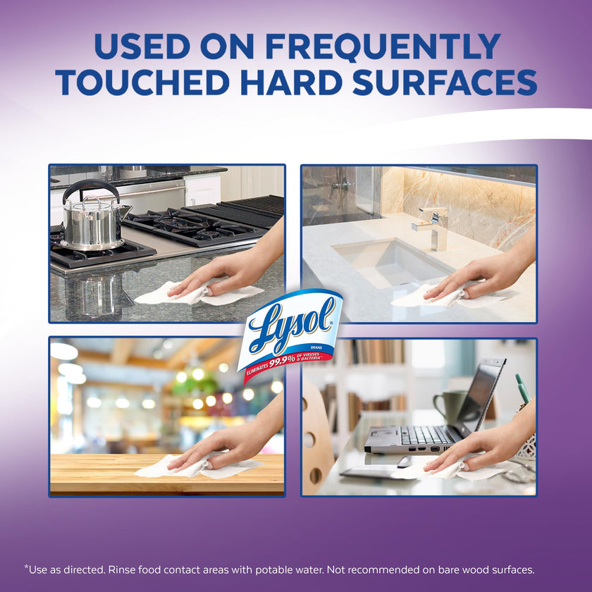 Lysol Disinfecting Wipes, Thick Cleaning Wipes with Micro Pocket Pattern for Home & Electronics, Eliminates Germs on 100+ Surfaces, Removes Allergens, Lavender Scent, 6 x 75 Count (450 Total Wipes) 🍁 All In One Marketplace Canada