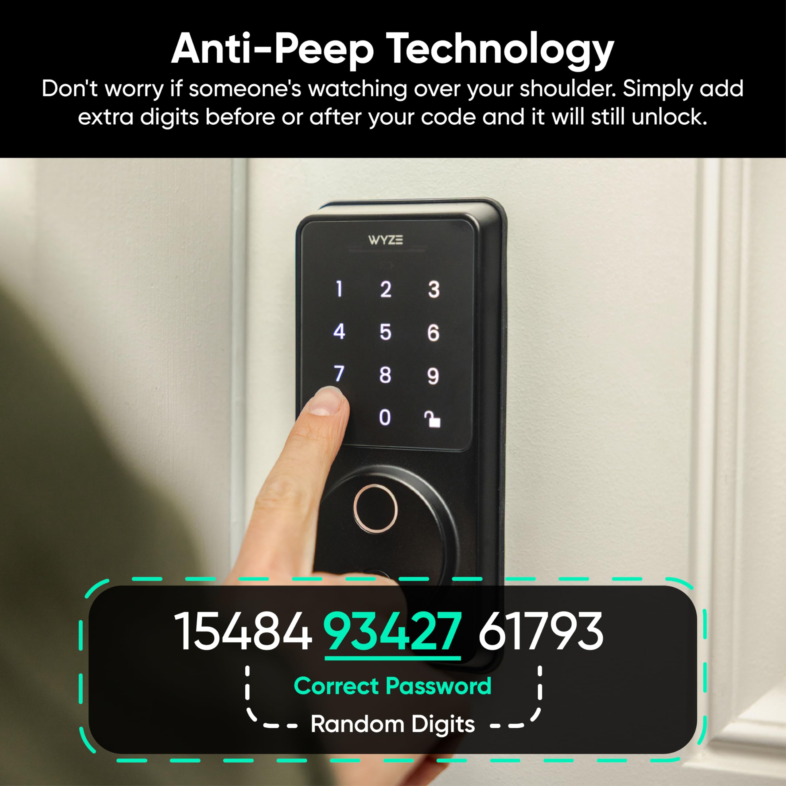 Wyze Auto-Lock Bolt v2, Fingerprint Keyless Entry Smart Lock, AI Learning Scanner with Wi-Fi Front Door Lock Deadbolt, Auto-Lock, 8 Months Battery, BHMA2, IP53, Anti-Peep Keypad, Backup Keys 🍁 All In One Marketplace Canada