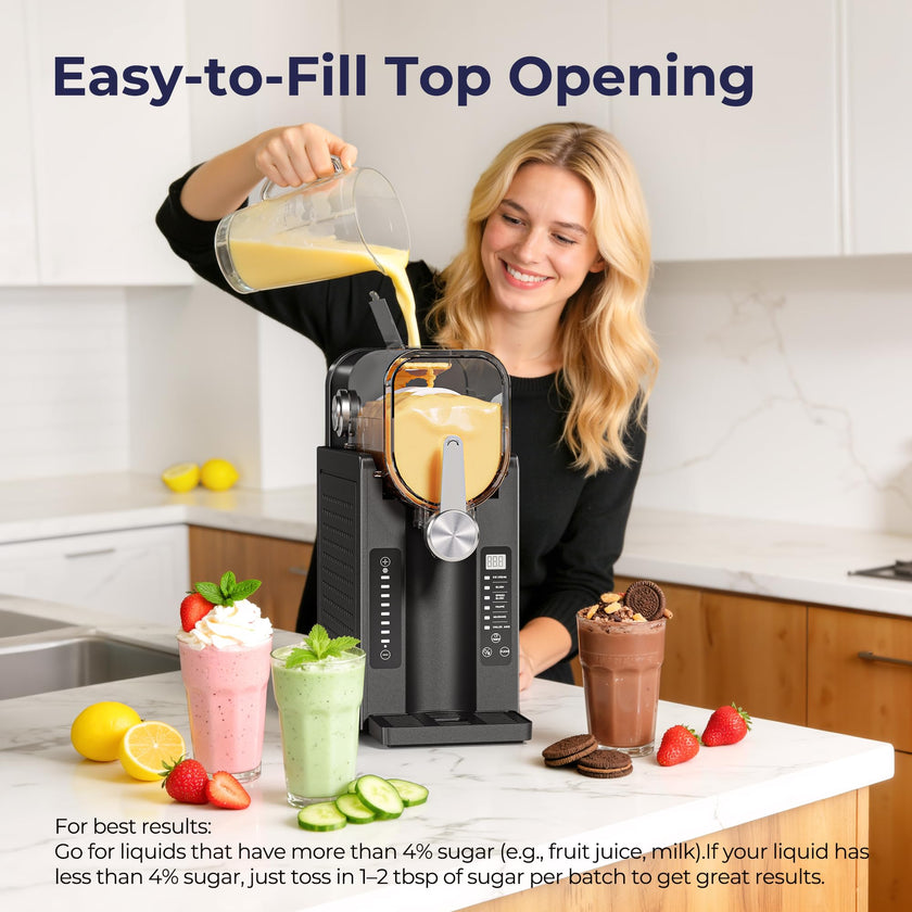 Slushie Machine, No Ice Needed Slushy Maker for Home, Real-Time Temp Display, Frozen Drink Maker with 6 Preset Programs for Ice Cream, Frappés, Milk Shake and More, Black, 1 Pack+3Modes 🍁 All In One Marketplace Canada