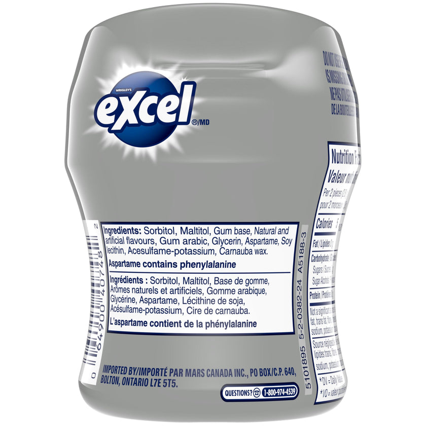 EXCEL, Polar Ice Flavoured Sugar Free Chewing Gum, 60 Pieces, 6 Bottles 🍁 All In One Marketplace Canada