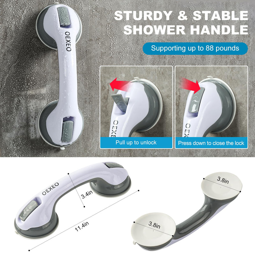OEXEO 2PCS Grab Bars for Bathroom - Shower Handle - Grab Bars for Bathtubs and Showers - Safety Hand Rail Support for Tub, Handicap, Elderly, Injury, Kid, Senior Assist Bath Handle, Non Skid 🍁 All In One Marketplace Canada