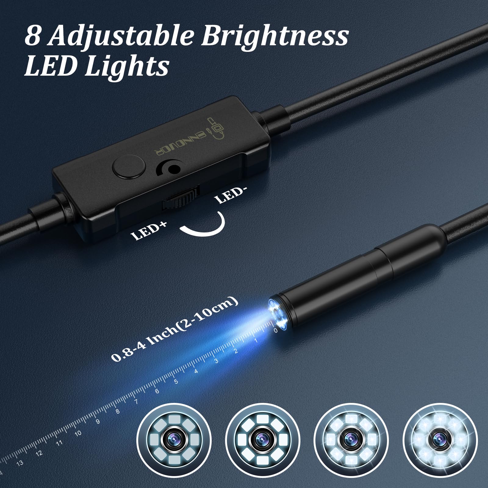 Endoscope Camera with Light, Ennovor 1920P HD, Endoscope Inspection with 8 Adjustable LED Lights, Borescope with Flexible Rigid Snake Camera, IP67 Waterproof and No WiFi Required, for Android iOS 🍁 All In One Marketplace Canada
