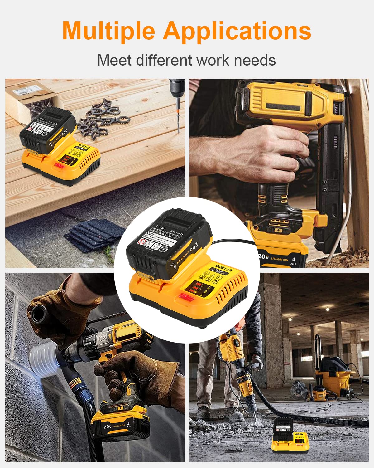 Replacement for Dewalt 20V Max Battery Charger DCB112, Compatible with Dewalt 12V 20V Max Lithium Battery DCB203 DCB204 DCB205 DCB205 DCB120 DCB123 DCB125 DCB127 DCB112 DCB115 DCB118 DCB102 DCB104 🍁 All In One Marketplace Canada