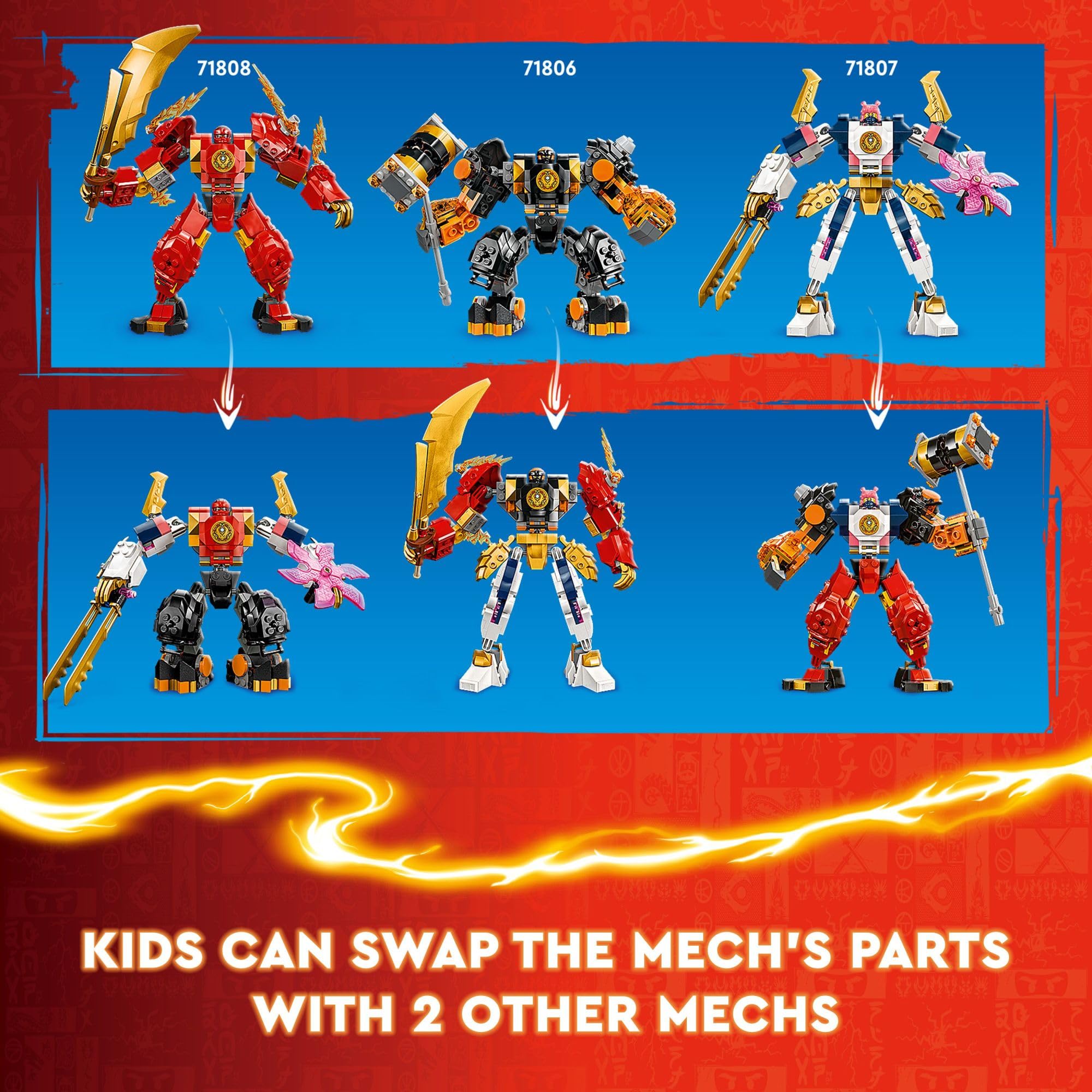 LEGO NINJAGO Kai’s Elemental Fire Mech Action Figure, Mini Ninja Toy for Kids with Customizable Red Ninja Figure Plus Kai and Zane Minifigures, Adventure Set for Boys and Girls Ages 7 and Up, 71808 🍁 All In One Marketplace Canada