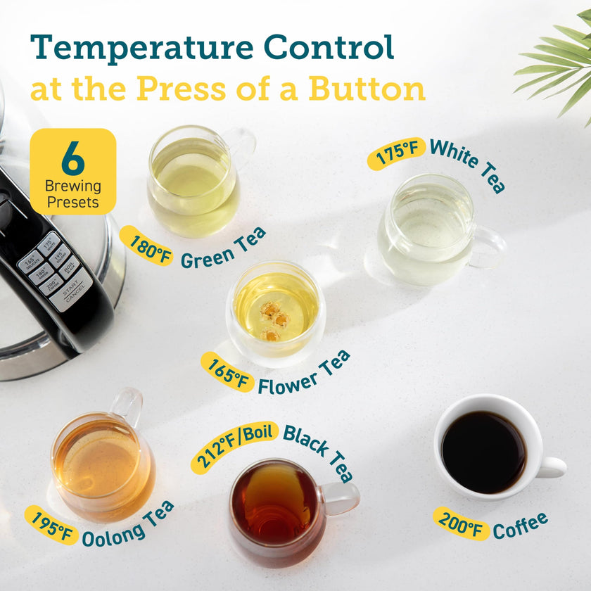 Cosori Electric Kettle, 6 Temperature Presets, 1.7L Glass Tea Kettle, Black 🍁 All In One Marketplace Canada