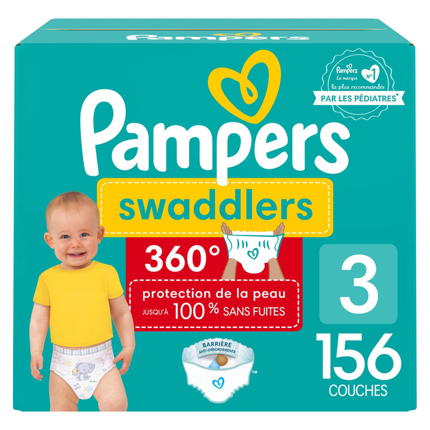 Pampers Diapers - Swaddlers 360 degrees - Size 3, 156 Count, up to 100% Leakproof Comfy Dry Fit, EZ Off Tabs Designed for Easy Changes, Pull On Diaper 🍁 All In One Marketplace Canada