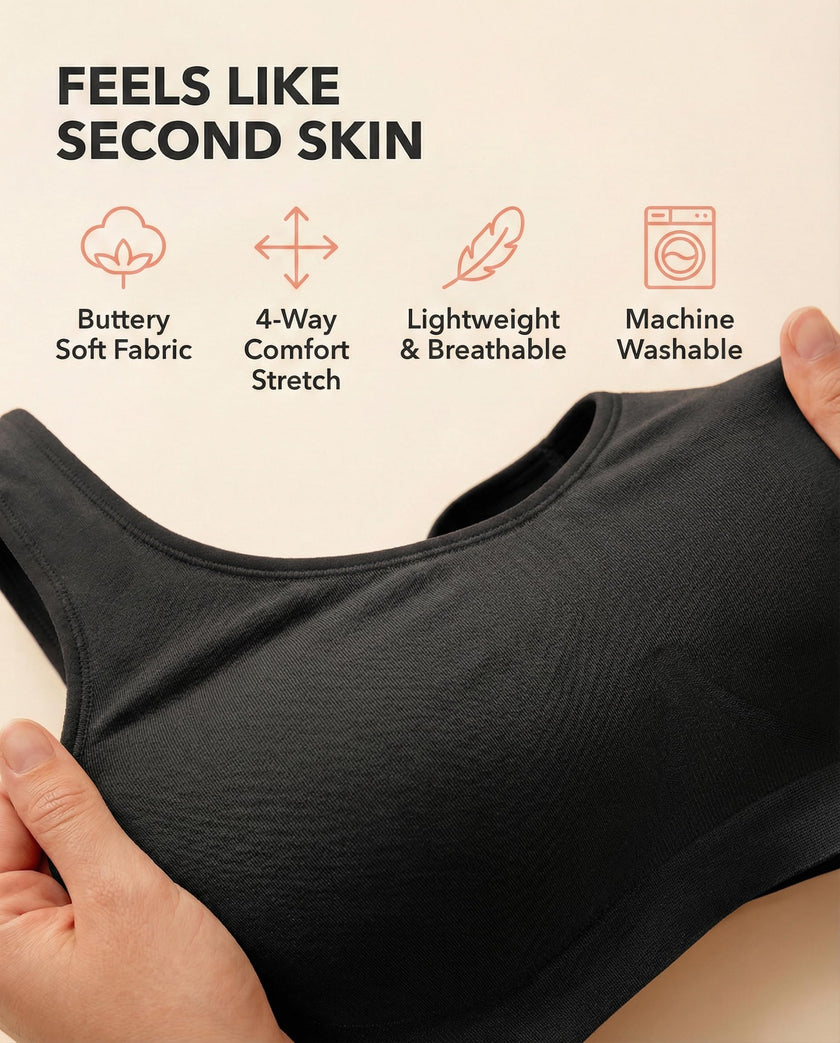 SHAPERMINT Wireless Bras for Women - Full Support Seamless Bralette, Compression Sports Bra, Plus Size Minimizer Bras, Padded Wirefree Bra for Women Black 🍁 All In One Marketplace Canada