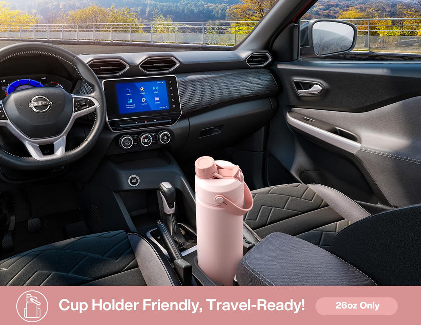 POWCAN 26 oz Insulated Water Bottle with 2-in-1 Straw and Spout Lid, Keep Cold 24H, Leak-Proof, Fits in Car Cup Holder, Stainless Steel Water Bottle for Sports, Travel, and School (Cotton Candy) 🍁 All In One Marketplace Canada
