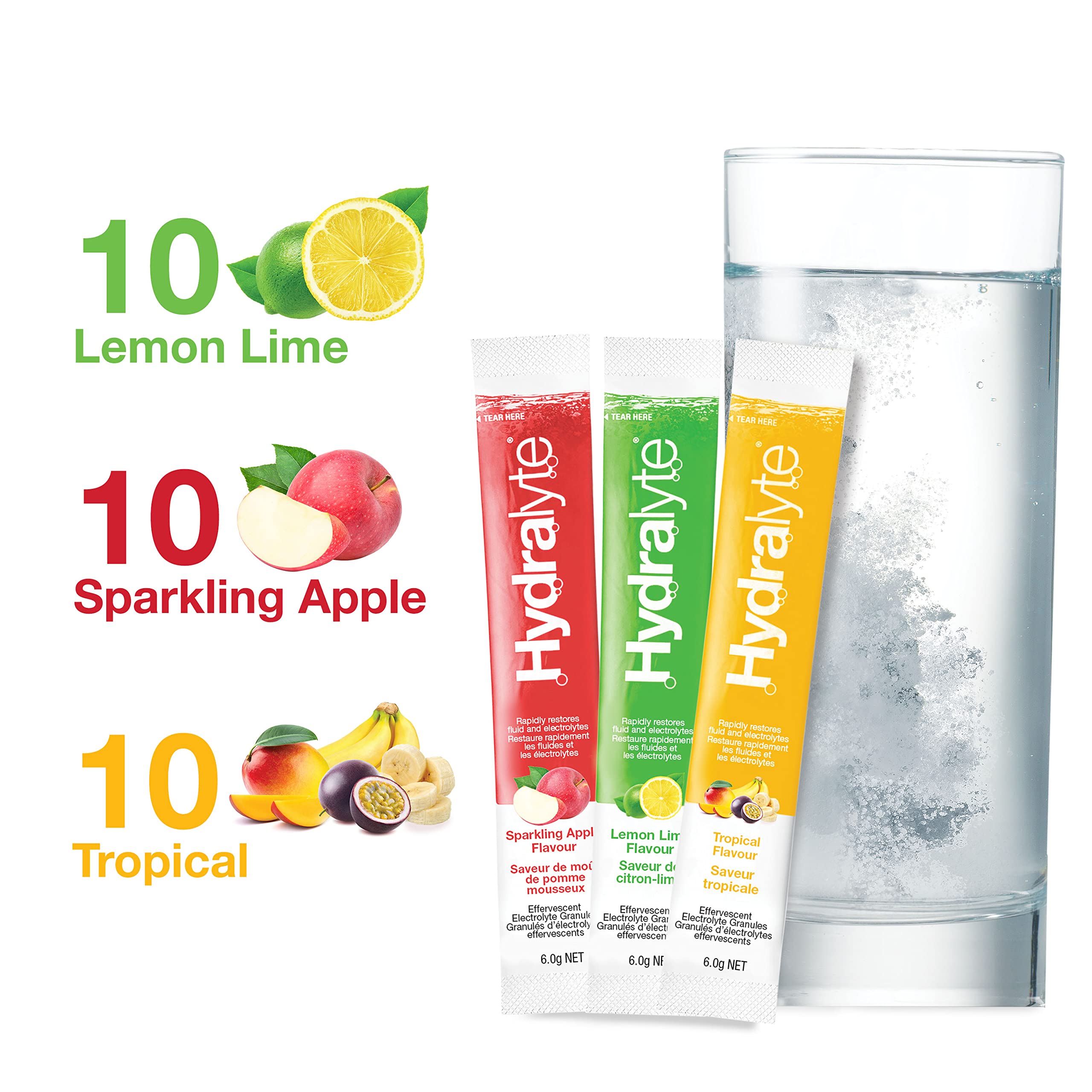 HydraLyte Electrolyte Powder, Low Sugar Electrolyte Packets Designed for Rapid Hydration, Safe Hydration for All Ages - Made with All Natural Ingredients, 30 Servings, Tropical Variety 🍁 All In One Marketplace Canada