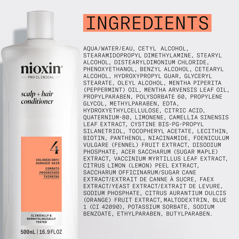 Nioxin System 4 Scalp + Hair Conditioner - Hair Thickening Conditioner for Damaged Hair with Progressed Thinning, 16.9 fl oz (Packaging May Vary) 🍁 All In One Marketplace Canada