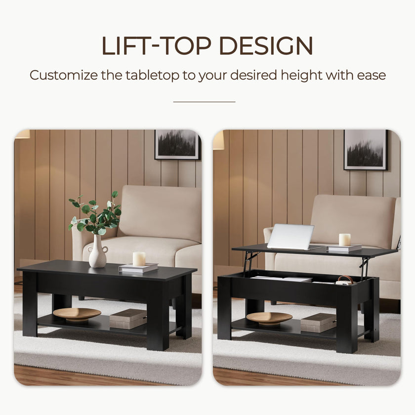 Yaheetech Coffee Table with Storage, Lift Top, 98cm L, Black 🍁 All In One Marketplace Canada