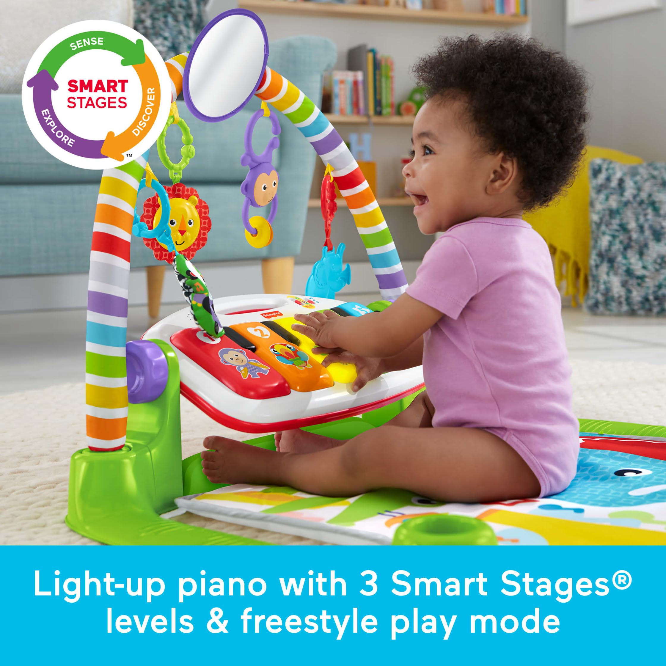Fisher-Price Baby Playmat Deluxe Kick & Play Piano Gym Learning Toy & 2 Maracas Soft Rattles for Newborn to Toddlers Ages 0+ Months 🍁 All In One Marketplace Canada