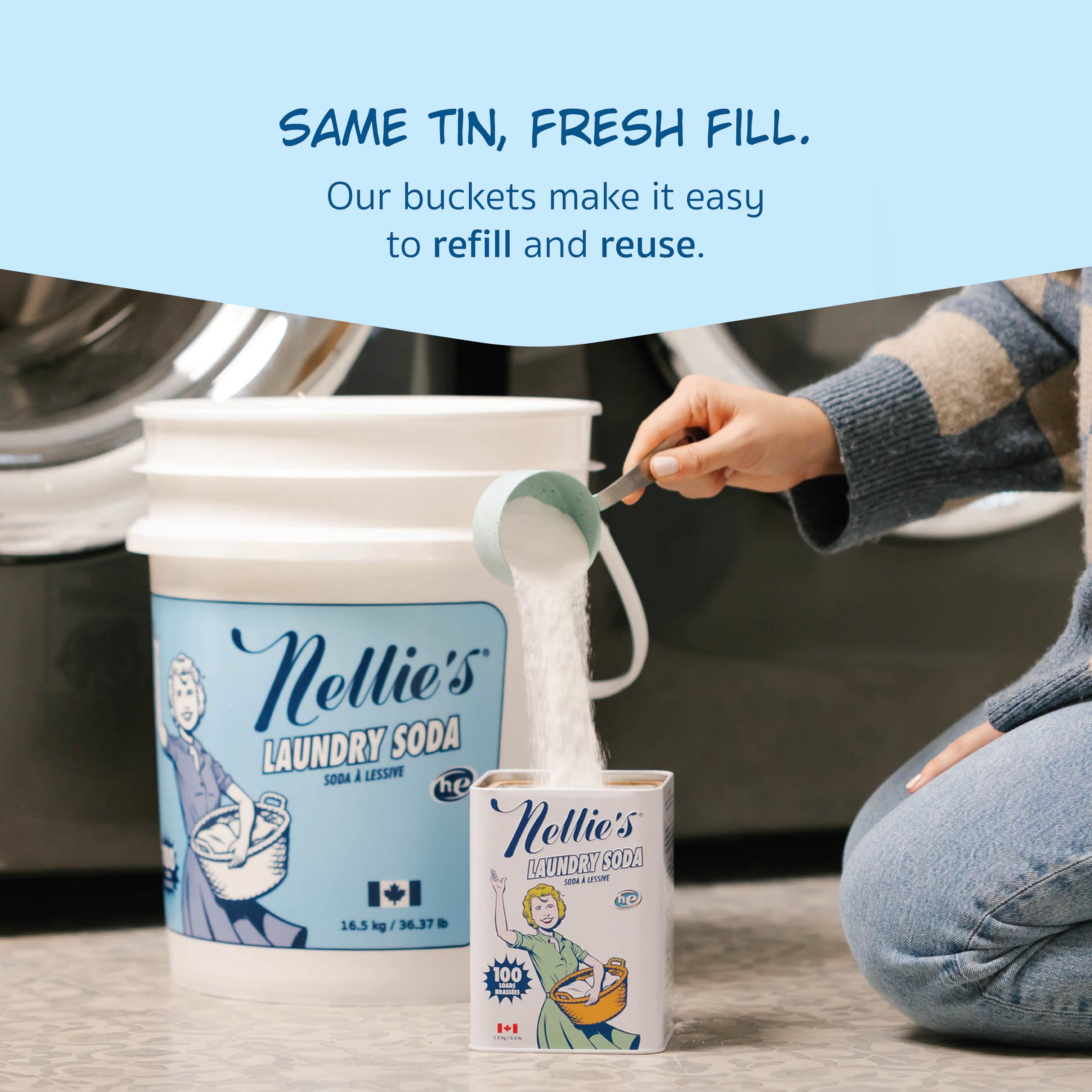 Nellie's Laundry Soda - Concentrated Laundry Detergent Powder - 100 Load - Gentle on Skin and Environment - Fragrance-Free - Made in Canada 🍁 All In One Marketplace Canada