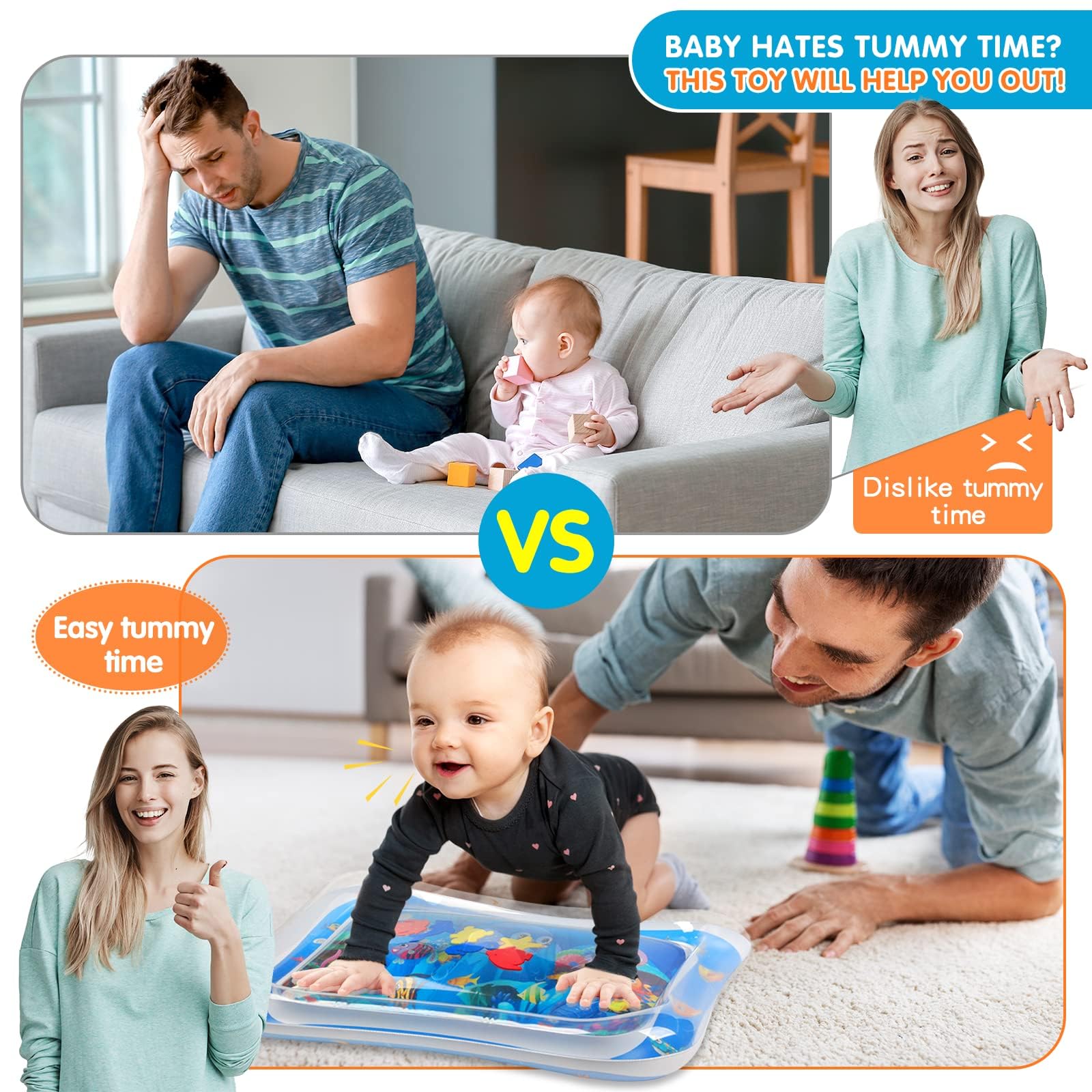 Infinno Inflatable Tummy Time Mat Premium Baby Water Play Mat for Infants and Toddlers Baby Toys for 3 to 24 Months, Strengthen Your Baby's Muscles, Portable 🍁 All In One Marketplace Canada