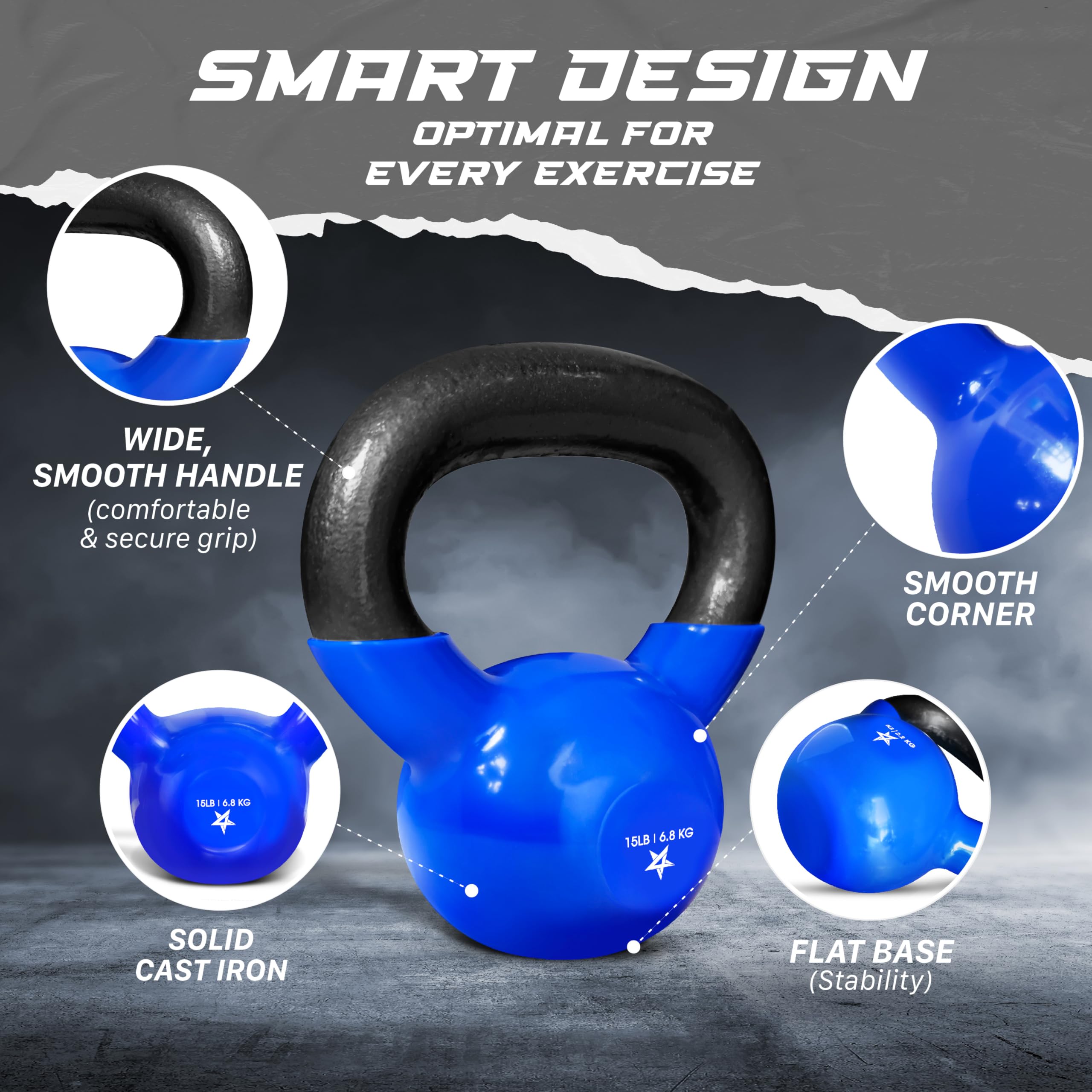 Yes4All Vinyl Coated Kettlebell Weights Set – Great for Full Body Workout and Strength Training – Vinyl Kettlebell 15 lbs 🍁 All In One Marketplace Canada